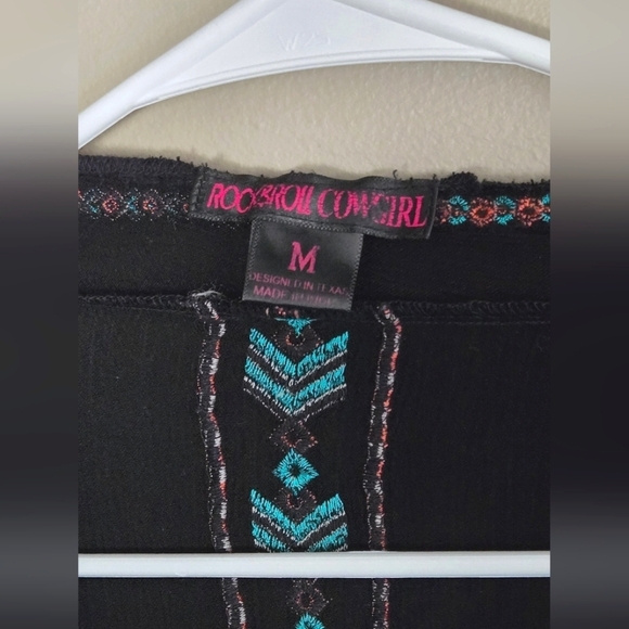 Rock & Roll Cowgirl Embroidered Boho Western Open Cardigan, Size Medium - Picture 3 of 4
